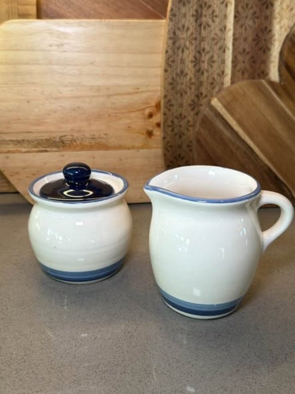 Pfaltzgraff Northwinds sugar bowl and creamer set